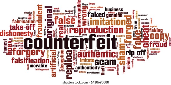 Counterfeit word cloud concept. Collage made of words about counterfeit. Vector illustration