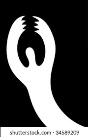 The counter-form of the claw strangling the men's neck