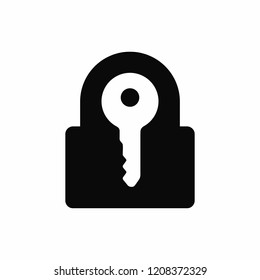 Counterform key in padlock black icon, vector illustration isolated on white background