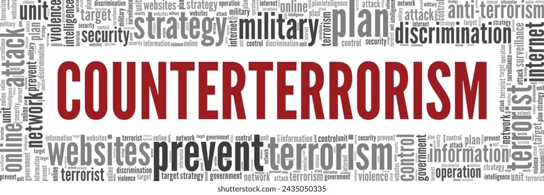 Counterterrorism word cloud conceptual design isolated on white background.