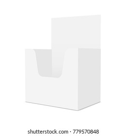 Countertop Brochure Dispenser Mockup - Half Side View. Vector Illustrtaion