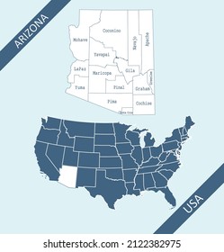 Counties map of Arizona state
