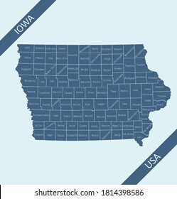 Counties map of Iowa labeled