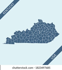 Counties map of Kentucky USA
