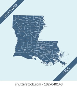 Counties map of Louisiana USA