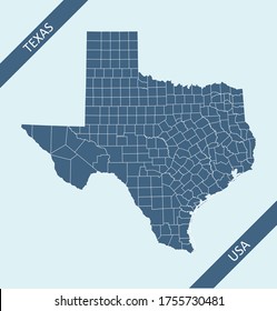 Counties map of Texas USA