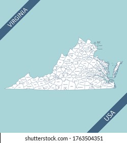 Counties map of Virginia labeled