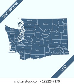 Counties map of Washington labeled