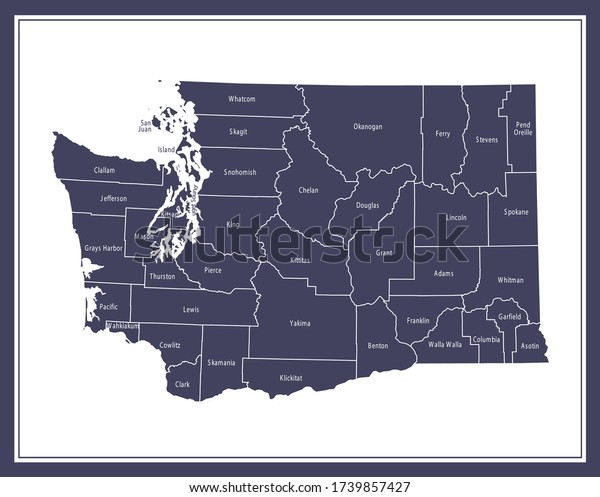 Counties Map Washington State Stock Vector (Royalty Free) 1739857427 ...