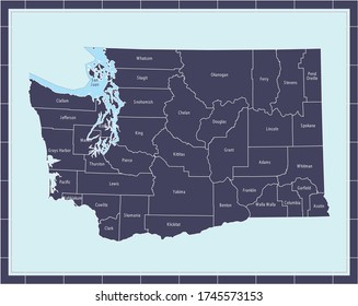 Counties map of Washington USA state