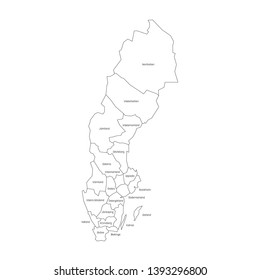 Counties of Sweden. Map of regional country administrative divisions. Colorful vector illustration.