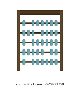 Counting abacus icon flat vector. Math toy. Wooden calculator isolated