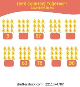 Counting animal for Preschool Children. Educational printable math worksheet. Counting practice. Vector file.