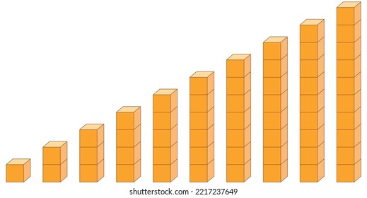 Counting blocks for math 1 to 10. Counting to ten. Numbers blocks. Vector illustration isolated on white background.