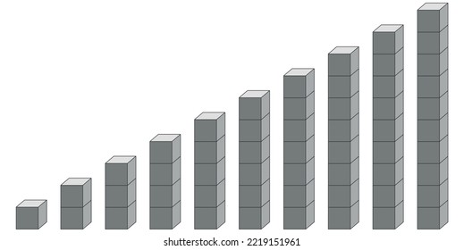 Counting blocks for math 1 to 10. Counting to ten. Numbers blocks. Vector illustration isolated on white background.