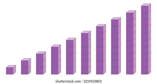 Counting blocks for math 1 to 10. Counting to ten. Numbers blocks. Vector illustration isolated on white background.