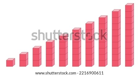 Counting blocks for math 1 to 10. Counting to ten. Numbers blocks. Vector illustration isolated on white background.