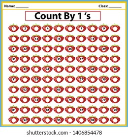 counting by 1's, write the missing numbersGame with ladybugs for children, fill in the missing numbers, middle level, education game for kids, school worksheet activity.
