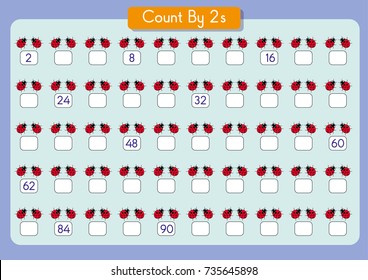 Counting By 2's, Write The Missing Numbers, Skip Counting Worksheet