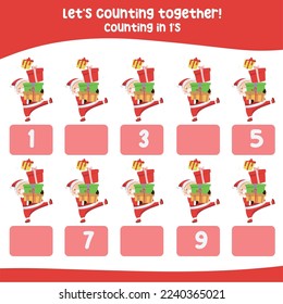 Counting by ones’ the Christmas theme worksheet. practising math in multiple of 1s activity kit for kids, write the missing numbers, math multiples. Educational printable math worksheet for toddlers.