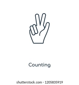 Counting concept line icon. Linear Counting concept outline symbol design. This simple element illustration can be used for web and mobile UI/UX.