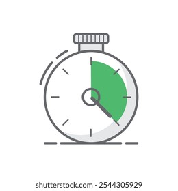 contagem regressiva relógio temporizador ícone relógio, preto e branco ícone linear isolado fundo branco.