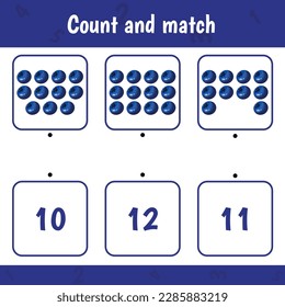 Counting educational children game of berries. How many blueberries. Kids activity worksheet. Learning mathematics
