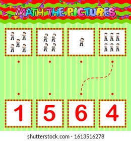 Counting educational children game. Match the pictures of illustration