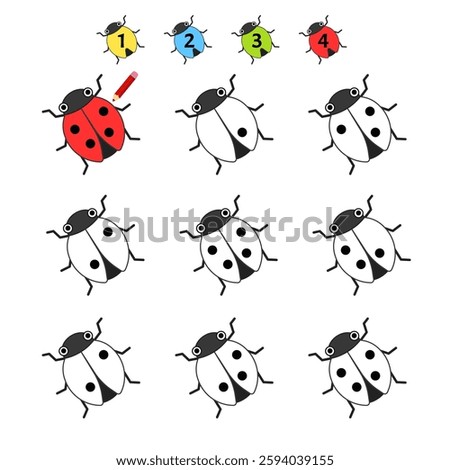 Counting educational children game. Educational material for primary school students. We study geometric shapes and numbers.
