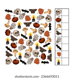 Counting educational children of teenagers, mathematics. How many subjects of the task. Vector illustration of a large number in different formats. Children game