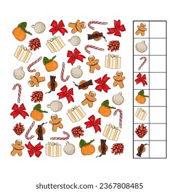 Counting educational children of teenagers, mathematics. How many subjects of the task. Vector illustration of a large number in different formats. Children game