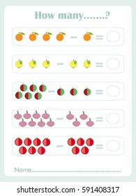 Counting educational games kids, kids activity sheet. 