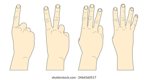 Counting with fingers, finger counting, hand, gesture, illustration
