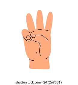 Counting with fingers. Hand gesturing, arm showing one, two, three, four and five numbers, digits. Countdown, score, elementary math learning. Flat vector illustration isolated on white background