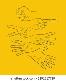 Counting fingers hands. Abstract vector illustration.