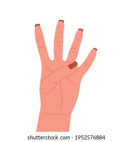 Counting fingers on hand, isolated on white background, vector illustration.