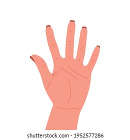Counting fingers on hand, isolated on white background, vector illustration.