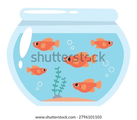 Counting Fish in Aquarium Math Learning Worksheet Vector Illustration for Ones Place Value
