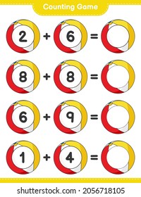 Counting game, count the number of Beach Ball and write the result. Educational children game, printable worksheet, vector illustration