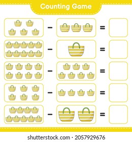 Counting game, count the number of Beach Bag and write the result. Educational children game, printable worksheet, vector illustration