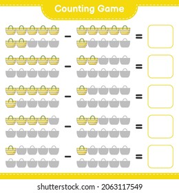 Counting game, count the number of Beach Bag and write the result. Educational children game, printable worksheet, vector illustration