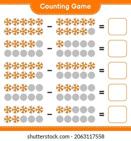 Counting game, count the number of Beach Umbrella and write the result. Educational children game, printable worksheet, vector illustration