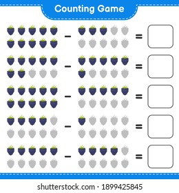 Counting game, count the number of Blackberries and write the result. Educational children game, printable worksheet, vector illustration