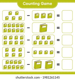 Counting game, count the number of Book and write the result. Educational children game, printable worksheet, vector illustration
