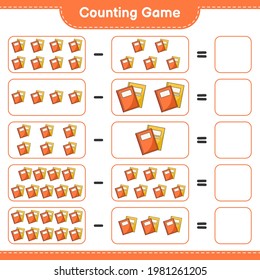 Counting game, count the number of Book and write the result. Educational children game, printable worksheet, vector illustration