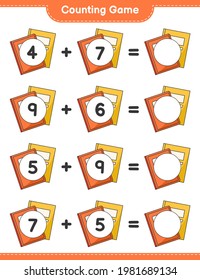 Counting game, count the number of Book and write the result. Educational children game, printable worksheet, vector illustration