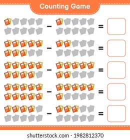 Counting game, count the number of Book and write the result. Educational children game, printable worksheet, vector illustration
