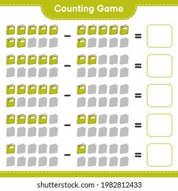 Counting game, count the number of Book and write the result. Educational children game, printable worksheet, vector illustration