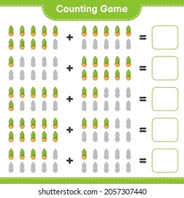 Counting game, count the number of Cactus and write the result. Educational children game, printable worksheet, vector illustration