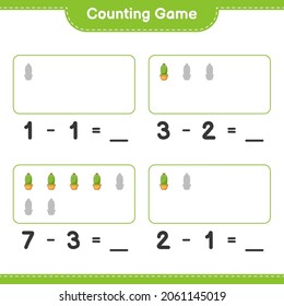 Counting game, count the number of Cactus and write the result. Educational children game, printable worksheet, vector illustration